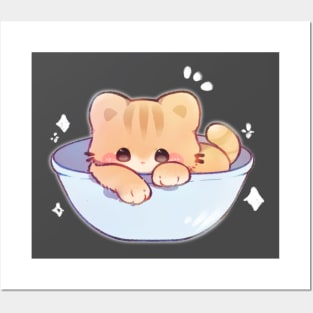 Kitty in a Bowl Posters and Art